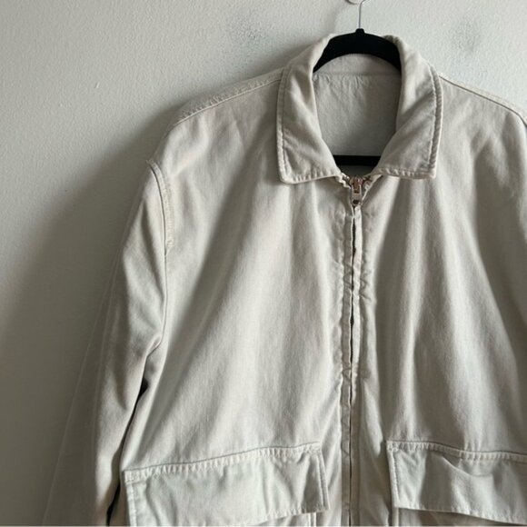 Zara Sz XL Cotton Off Grey Full Zip Thick Jacket - Picture 3 of 11